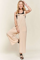 ADORA Women's Knotted Wide Strap Wide Leg Overalls - Trendy and Comfortable Fit